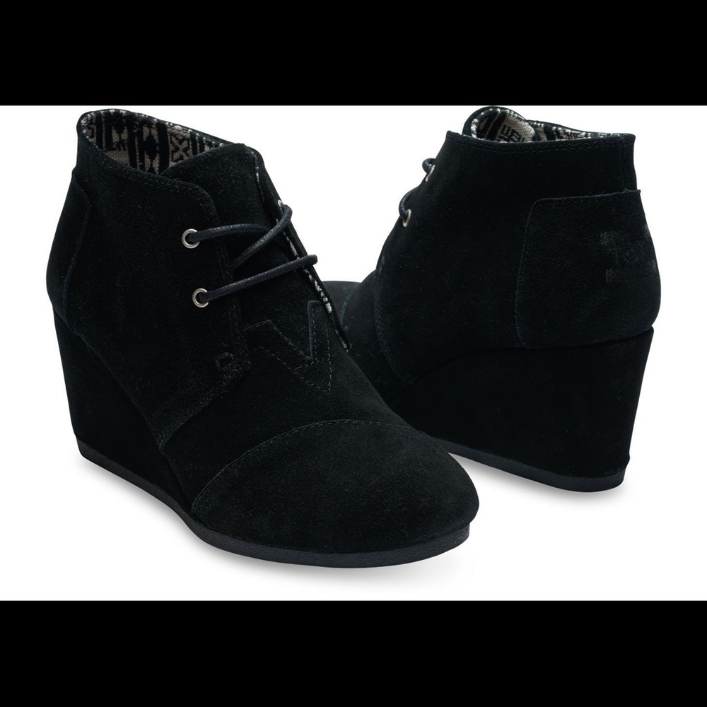 TOMS Black Suede Wedge, size 10 - never worn